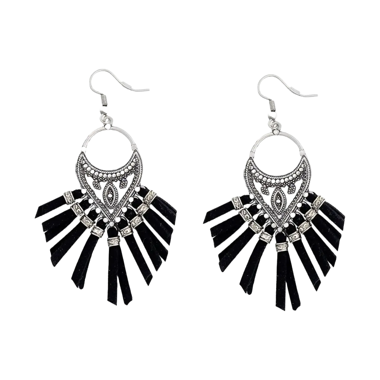 Myra Bag Ladies New Day Dawn Black & Silver Western Earrings S-10088