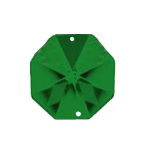 Octagon Crystal 14mm Emerald Prism with Two Holes Octagon Crystal 14mm Emerald Prism with Two Holes
