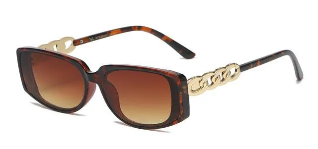 Oversized Narrow Womens Chunky Chain temple sunglasses UV400