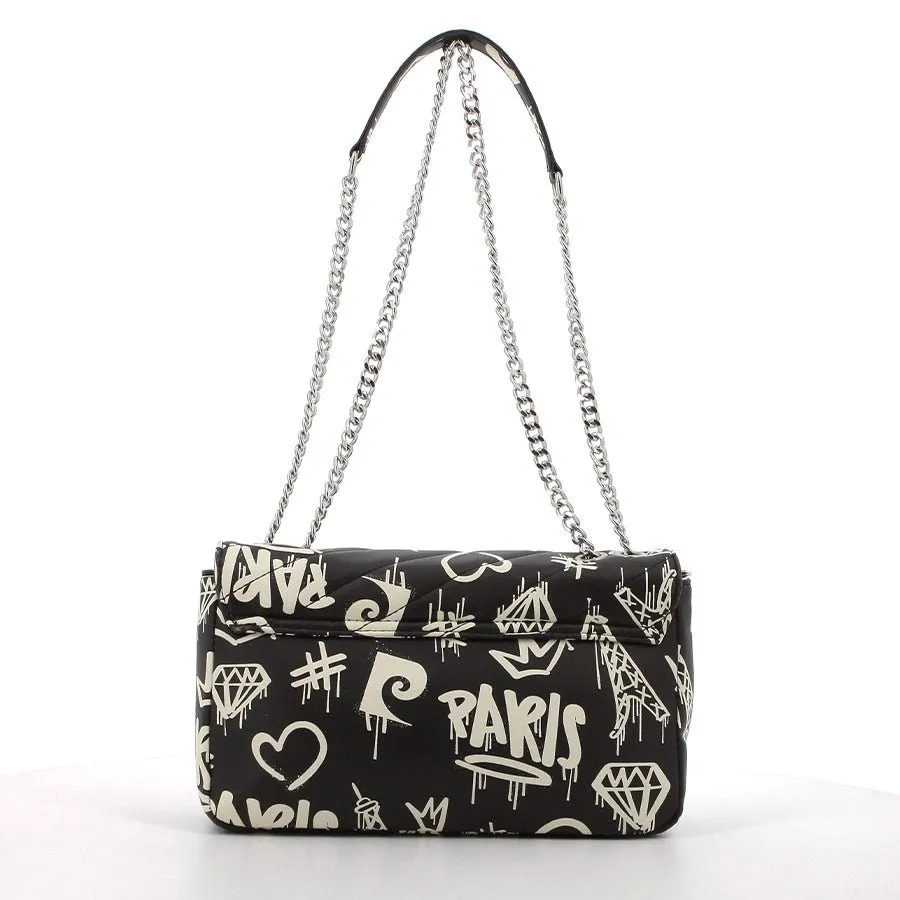 Pierre Cardin Cassidy Chain Bag | Black With White Print