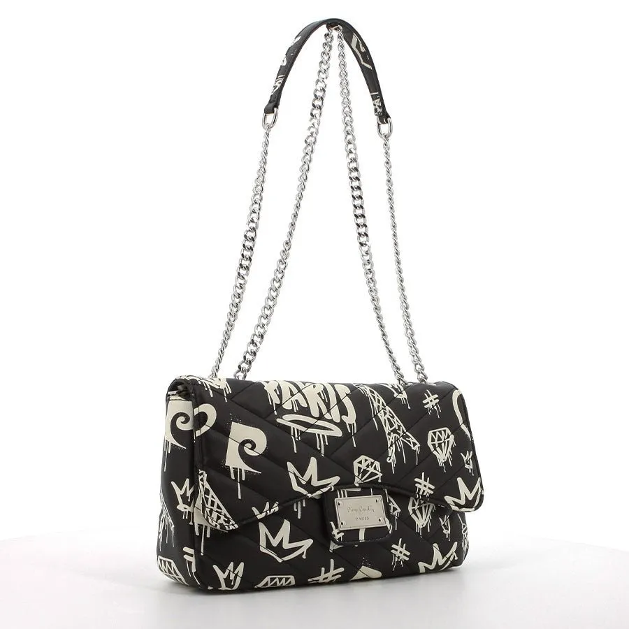 Pierre Cardin Cassidy Chain Bag | Black With White Print
