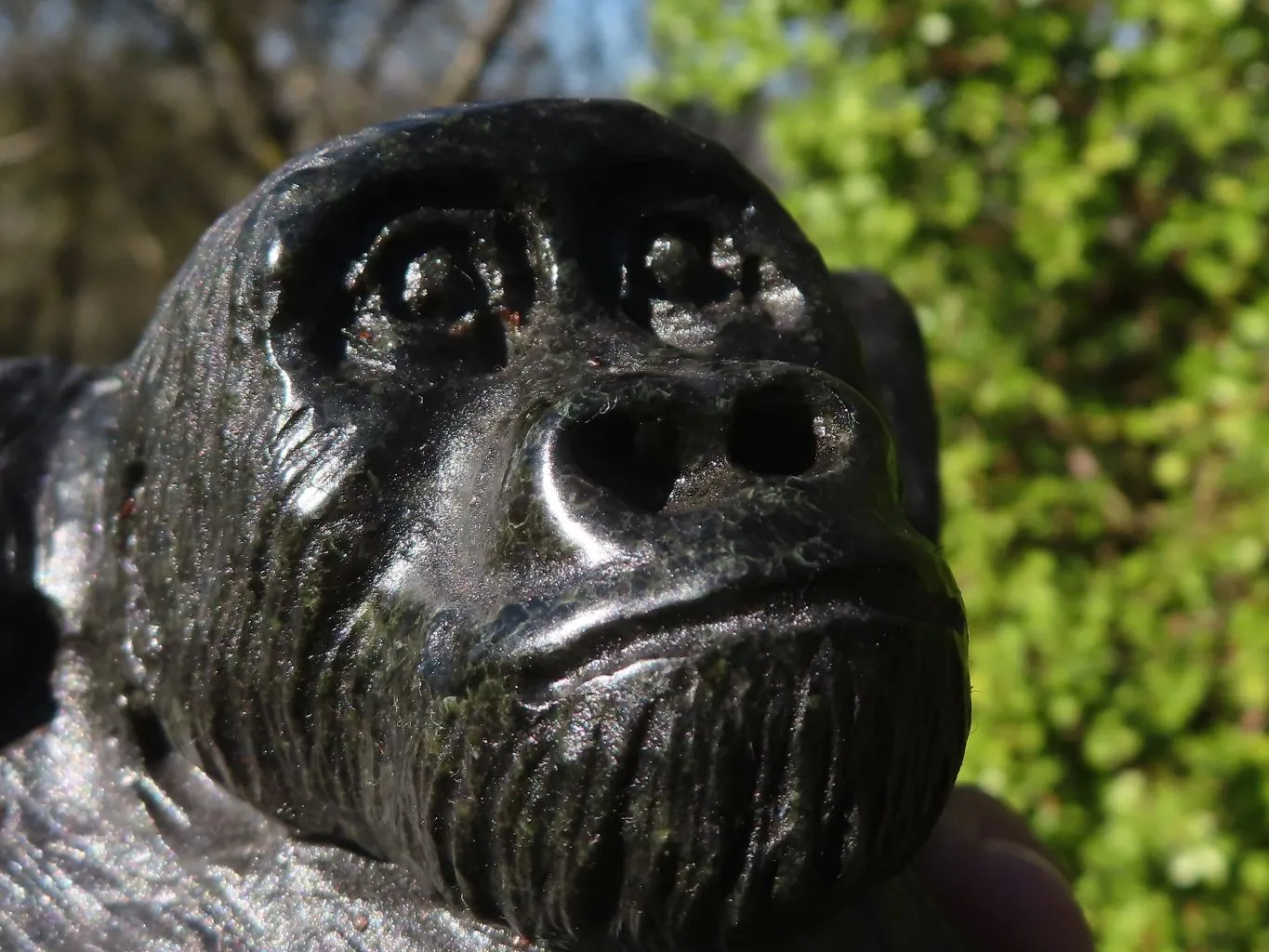 Polished  Black Soapstone Gorilla Carving  x 1 From Zimbabwe
