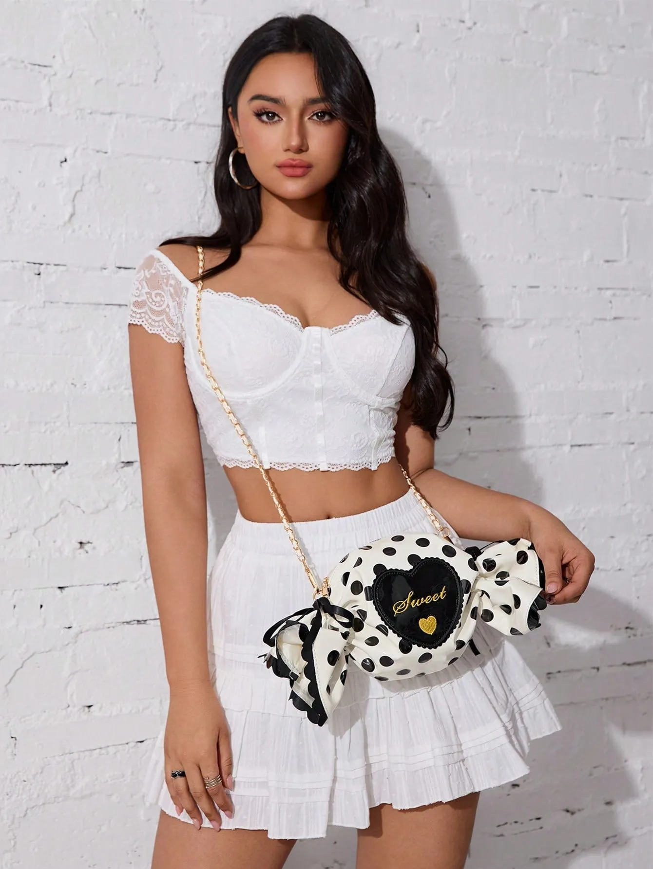 Polka Dot Candy Shape Chain Crossbody Bag