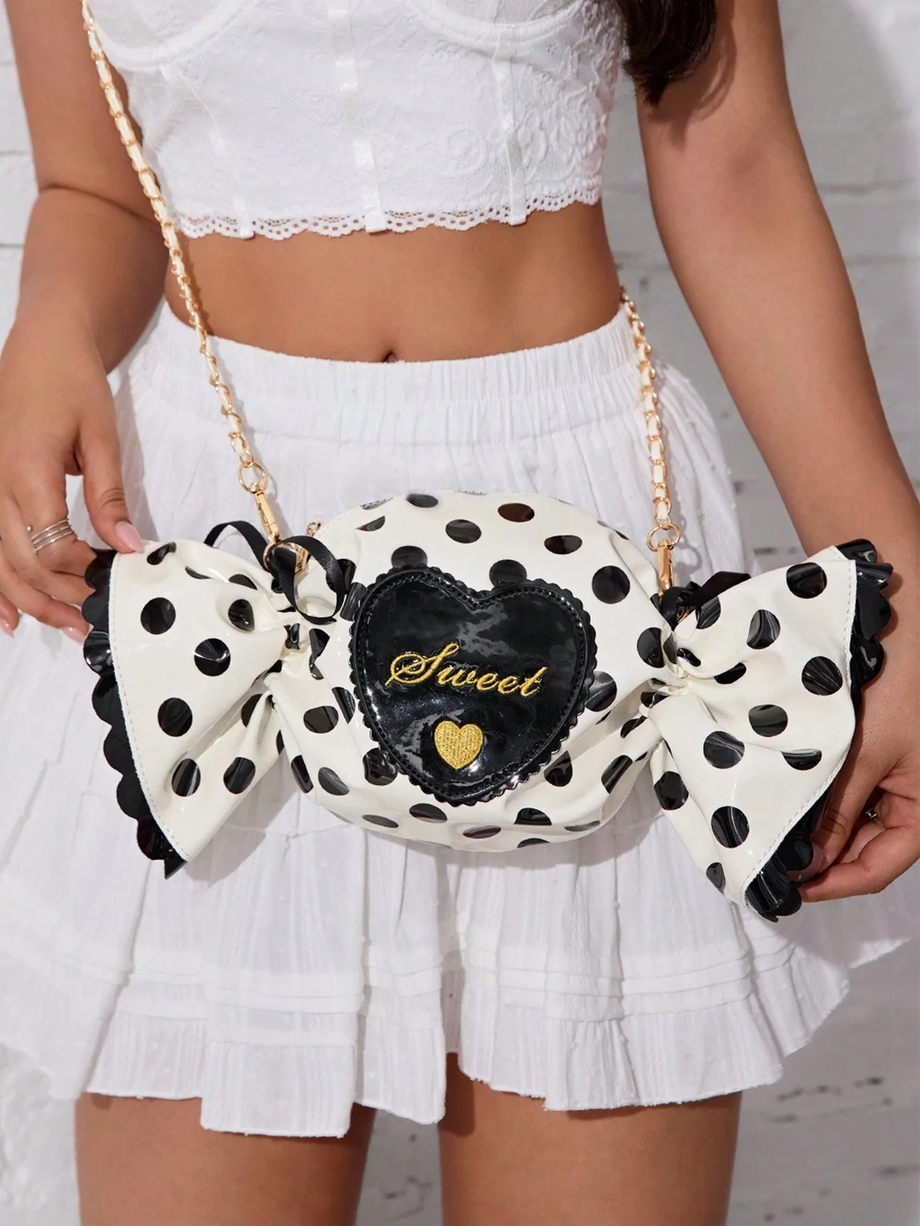 Polka Dot Candy Shape Chain Crossbody Bag