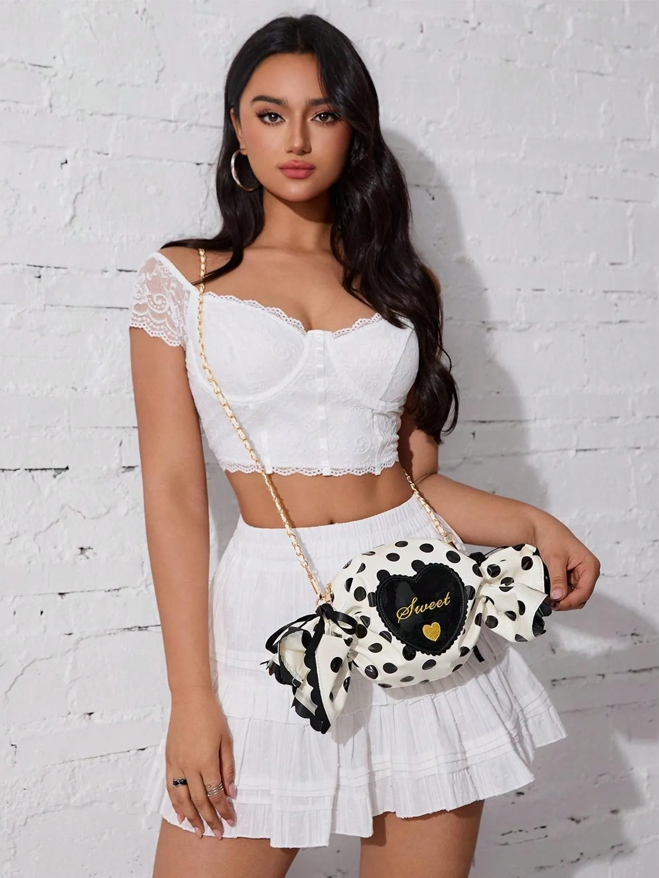 Polka Dot Candy Shape Chain Crossbody Bag