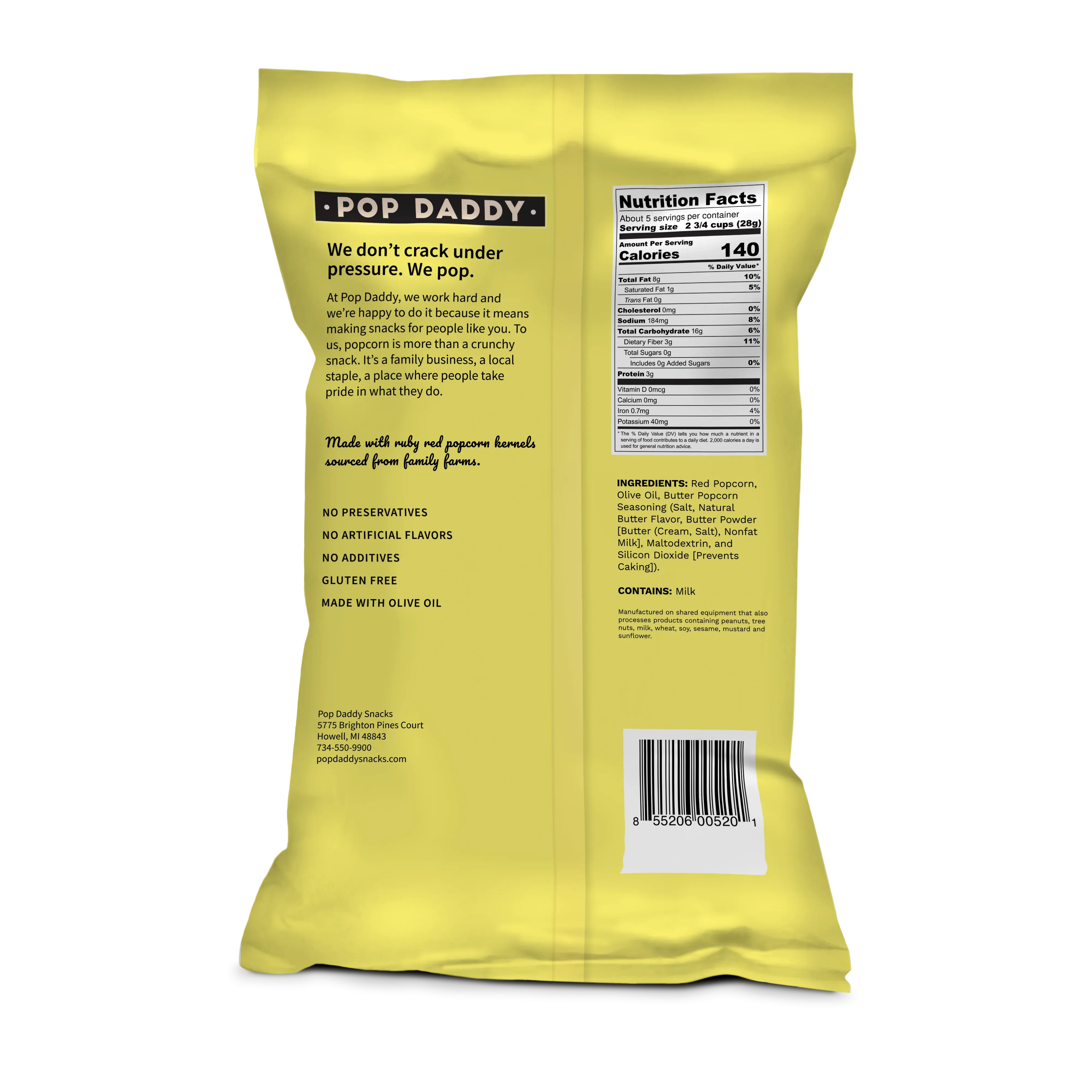 *Pop Daddy – Natural Butter Flavored Popcorn 5.0oz