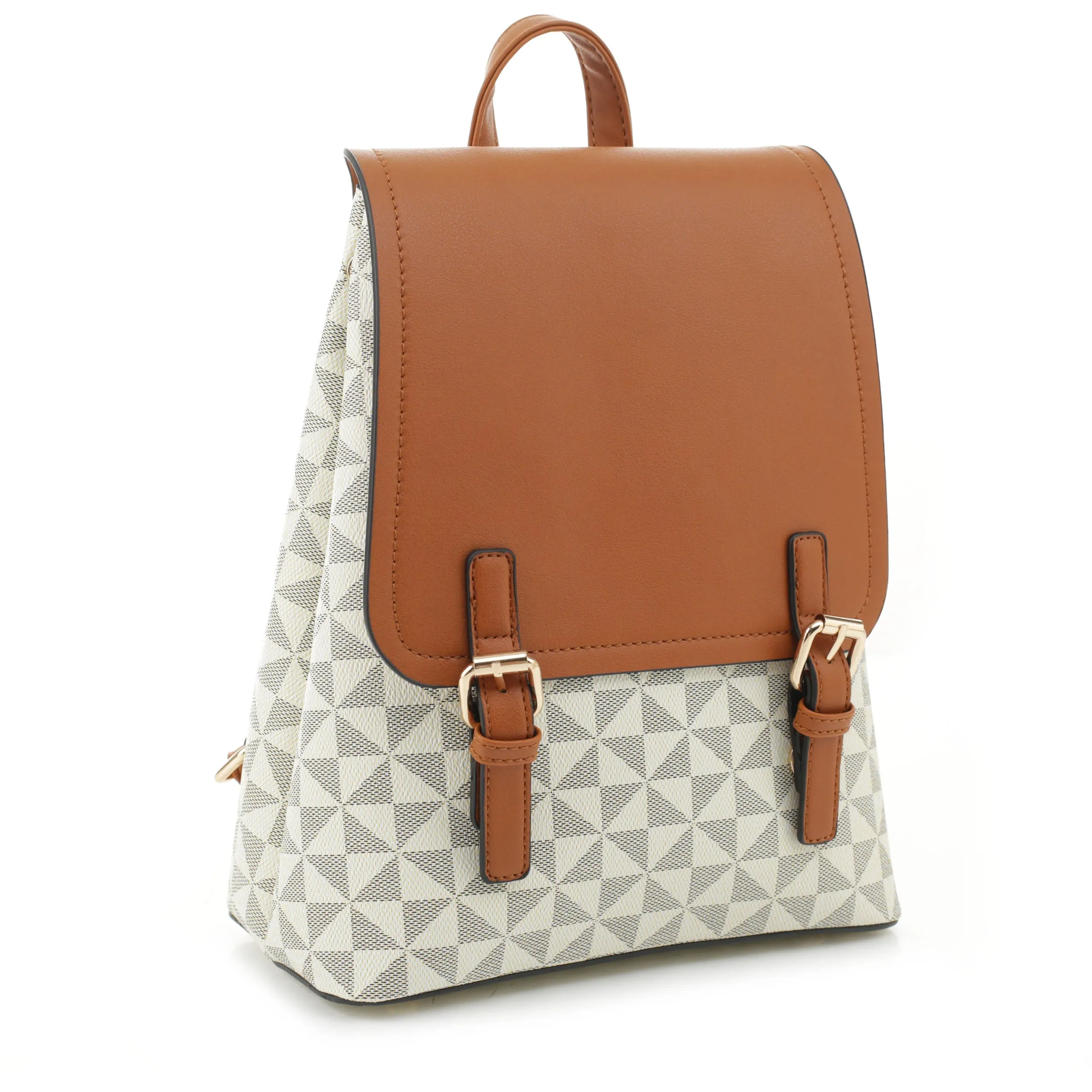 Sadie Geometric Monogrammed Flap Backpack