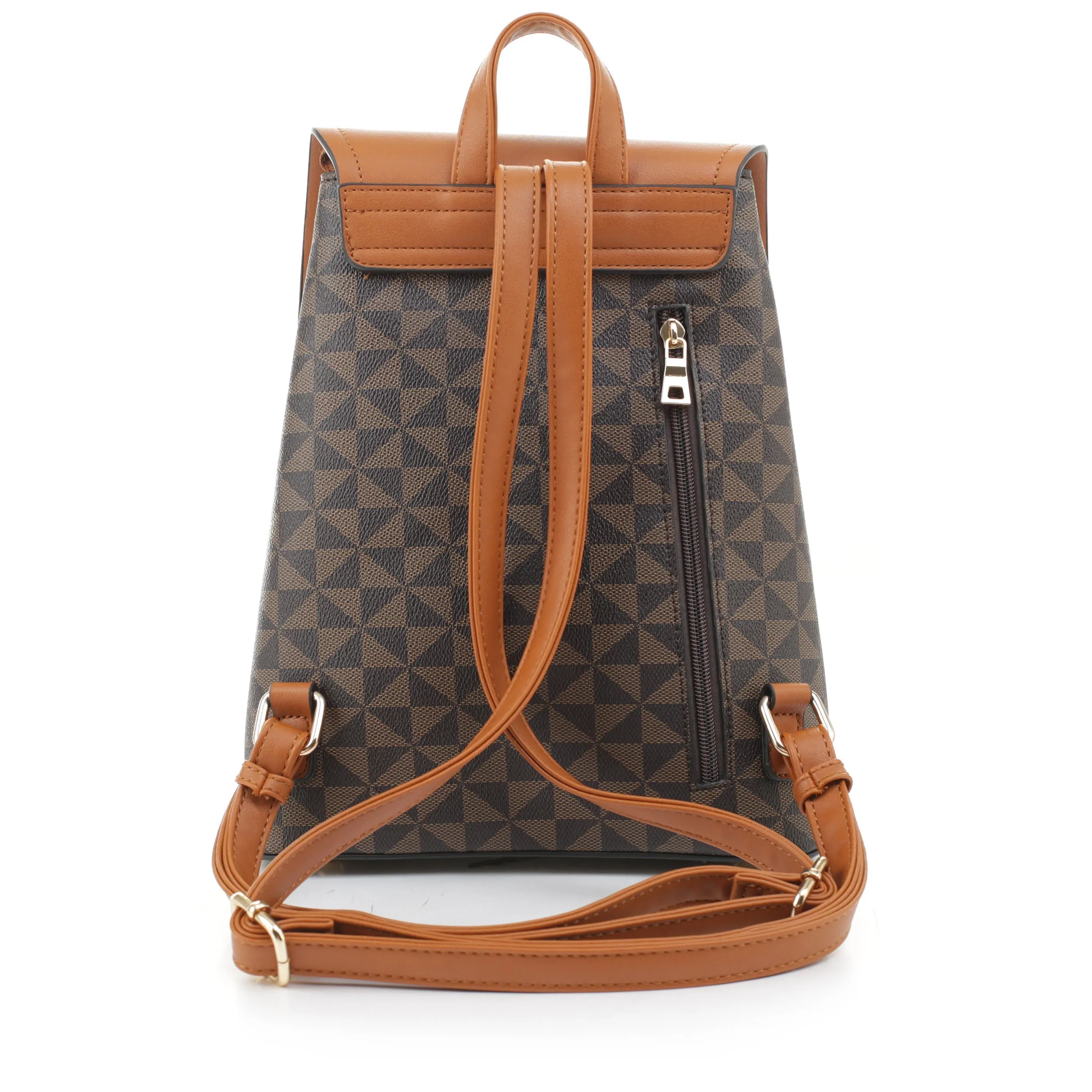 Sadie Geometric Monogrammed Flap Backpack