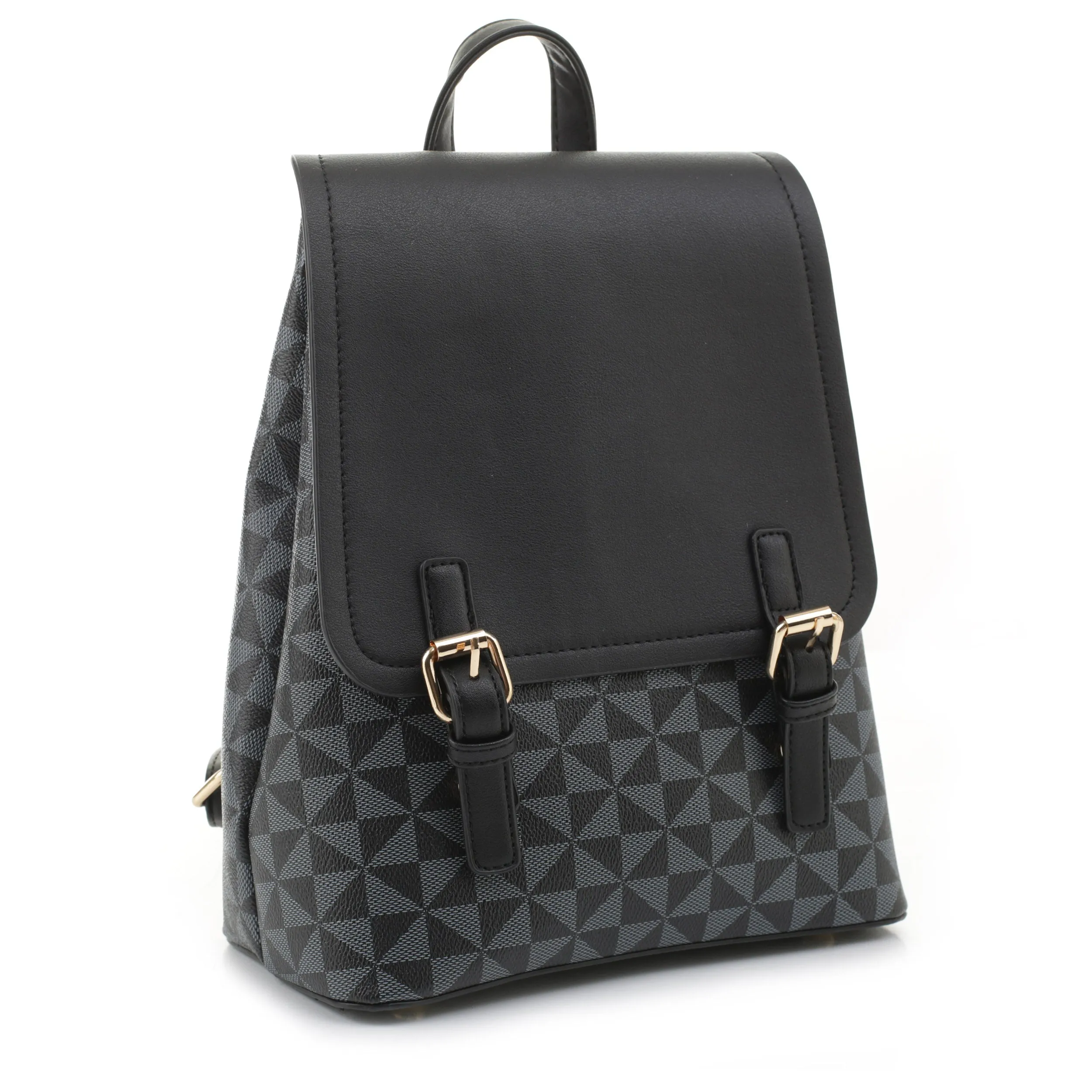 Sadie Geometric Monogrammed Flap Backpack