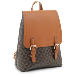 Sadie Geometric Monogrammed Flap Backpack