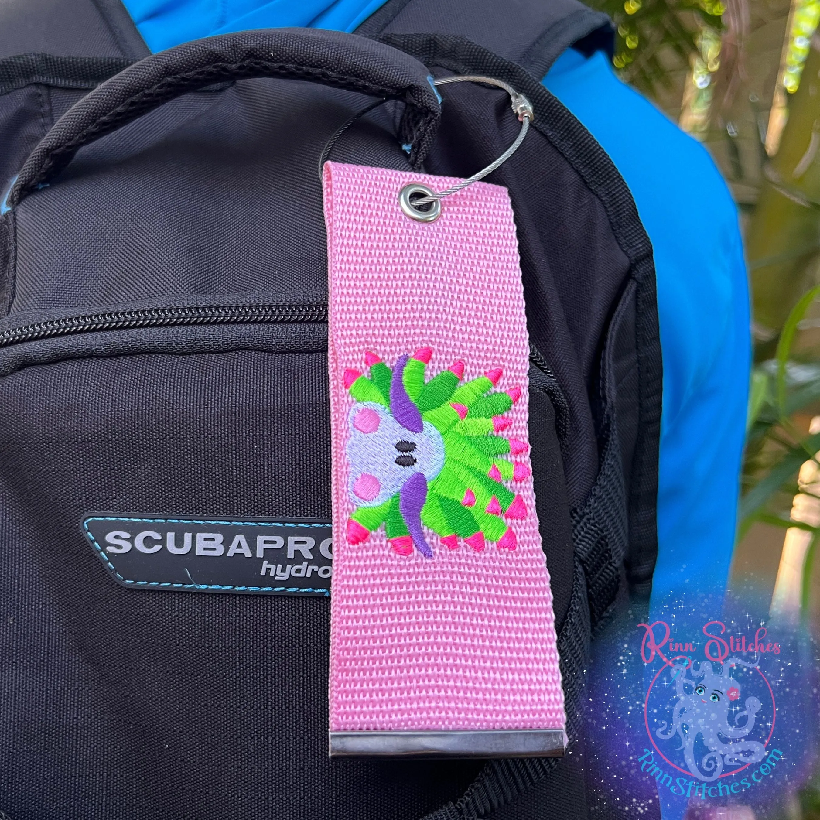 Sheep Nudibranch Luggage Tag, Personalized Embroidered Bag Tag