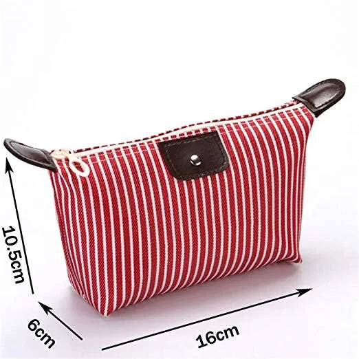 Stripe Women Dumpling Travel Makeup Bag Toiletry Cosmetic Bag