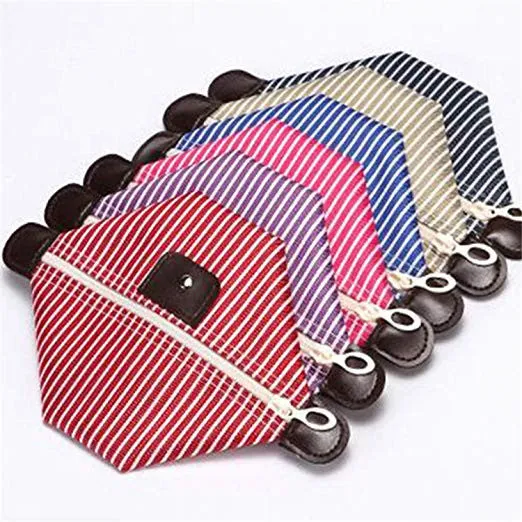 Stripe Women Dumpling Travel Makeup Bag Toiletry Cosmetic Bag