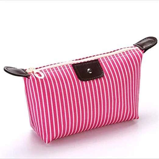 Stripe Women Dumpling Travel Makeup Bag Toiletry Cosmetic Bag