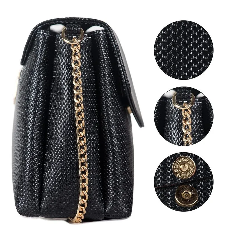 THE CLOWNFISH Annabelle Handbag for Women Office Bag Ladies Shoulder Bag Tote For Women College Girls (Mat Black)