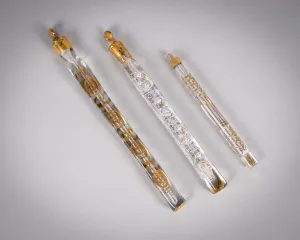 Three 'Oxford Lavender' Glass Scent Bottles, c.1850