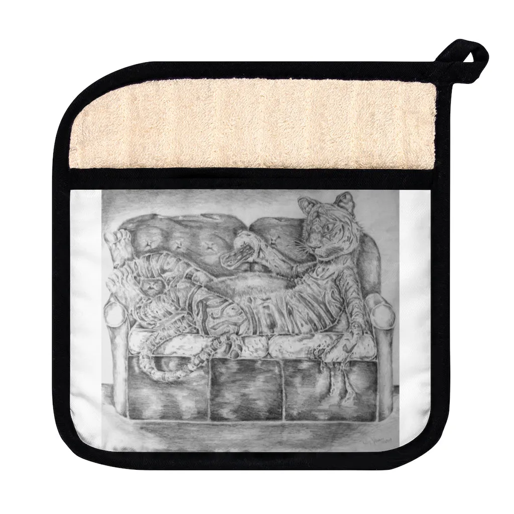 Tiger on a Couch Pot Holder with Pocket