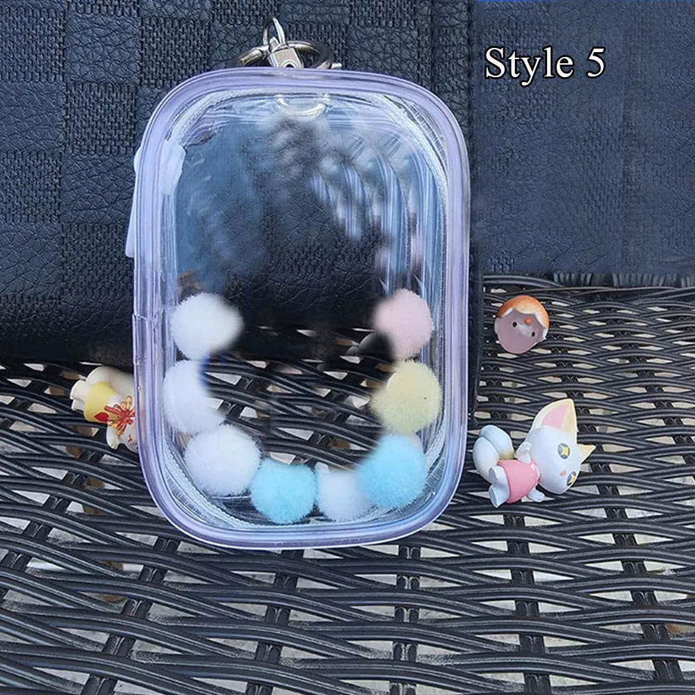 Transparent Mystery Box Doll Bag Keychain Wallet Classic Plush Dolls Storage Pouch Organizer Box Keychain Bag Thicken