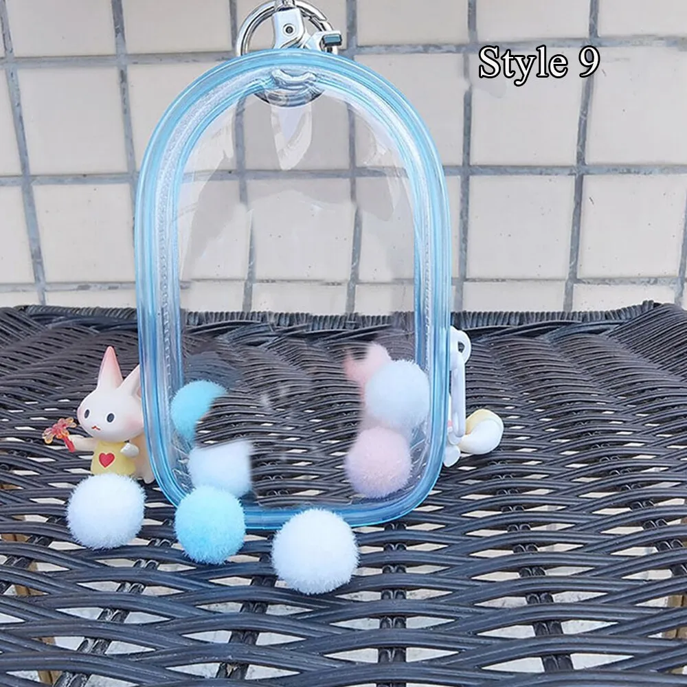 Transparent Mystery Box Doll Bag Keychain Wallet Classic Plush Dolls Storage Pouch Organizer Box Keychain Bag Thicken