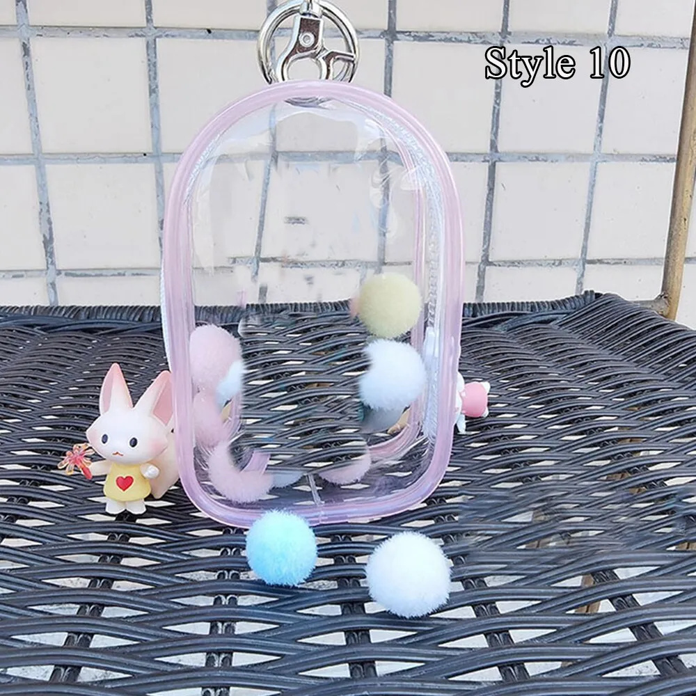 Transparent Mystery Box Doll Bag Keychain Wallet Classic Plush Dolls Storage Pouch Organizer Box Keychain Bag Thicken