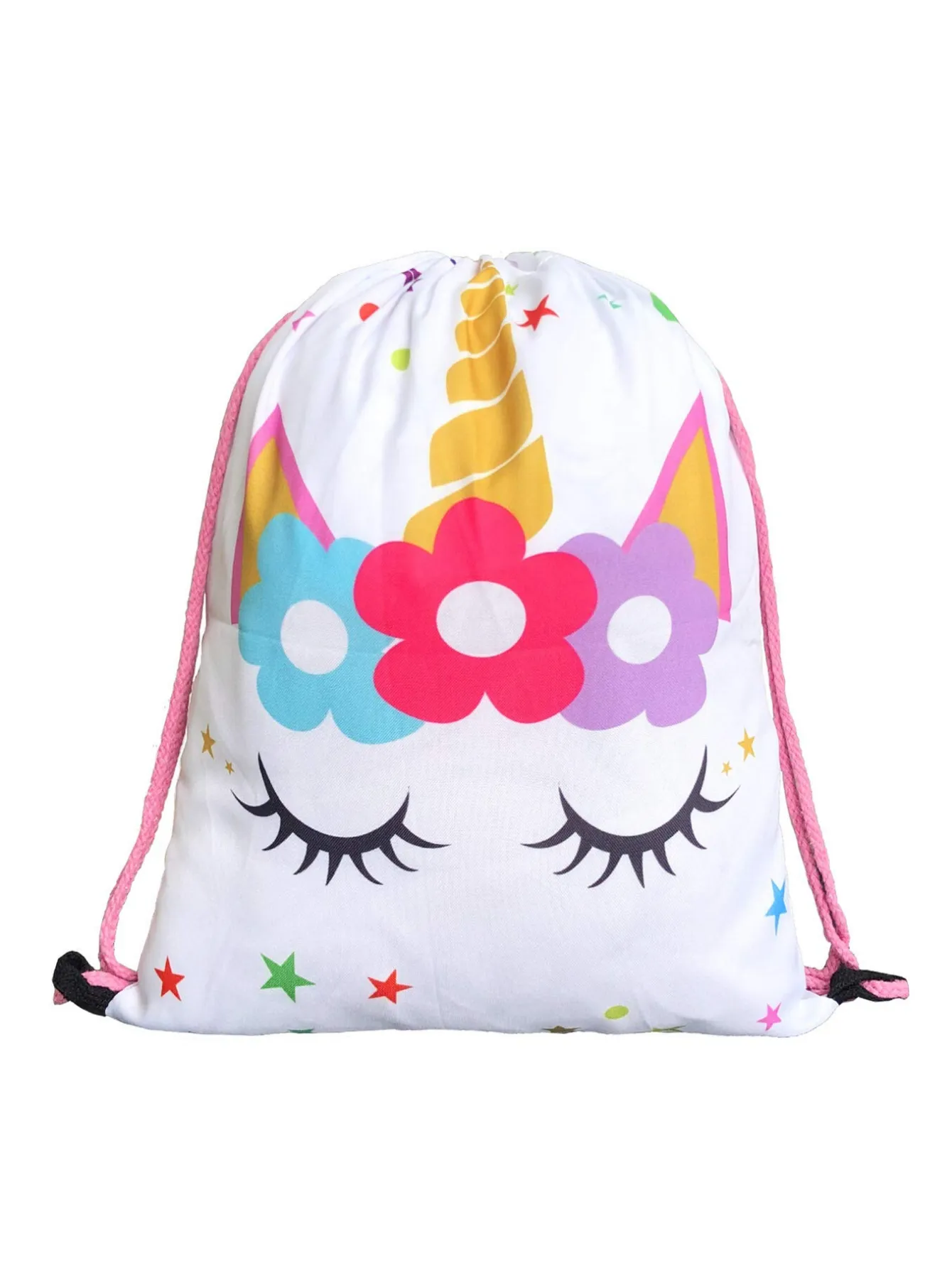 Unicorn Gifts for Girls - Unicorn Drawstring Backpack/Makeup Bag/Bracelet/Inspirational Necklace/Hair Ties (White Star Unicorn)