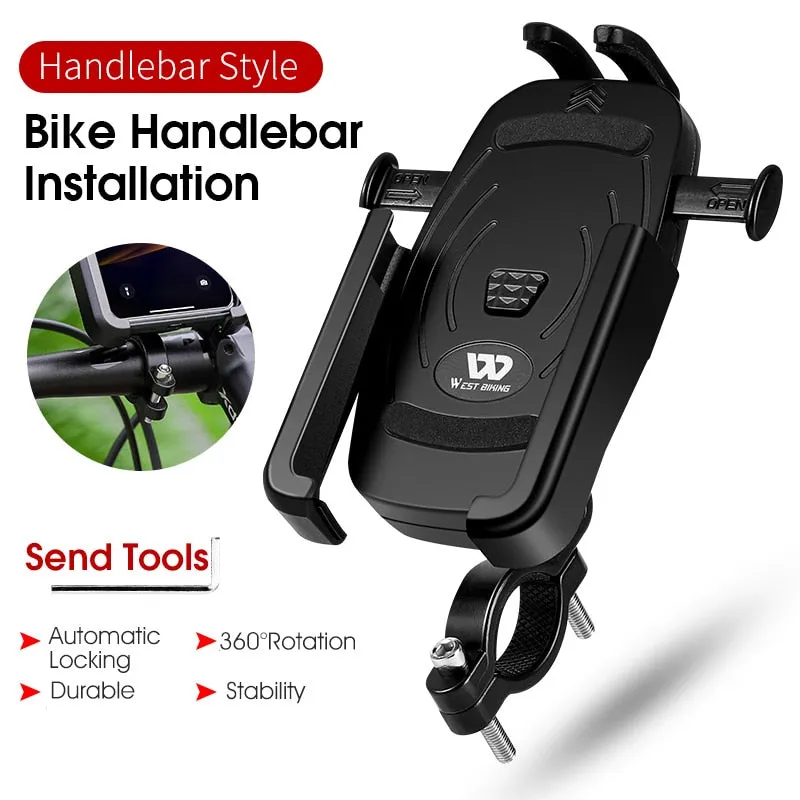 Universal Bike Phone Holder Alloy Rotatable Cycling Smartphone Mount Stand Motorcycle Electric Bicycle Phone Holder