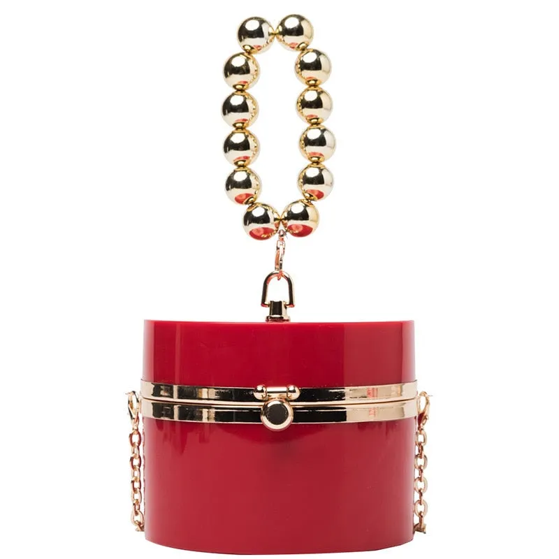 Women Diamond Acrylic Round Clutch Small Shoulder Crossbody Bag