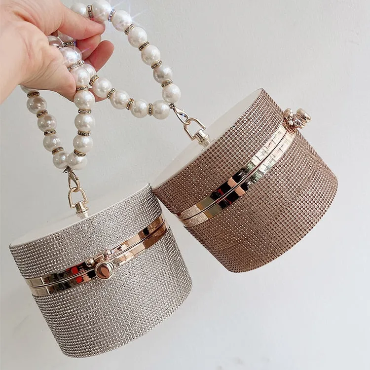 Women Diamond Acrylic Round Clutch Small Shoulder Crossbody Bag