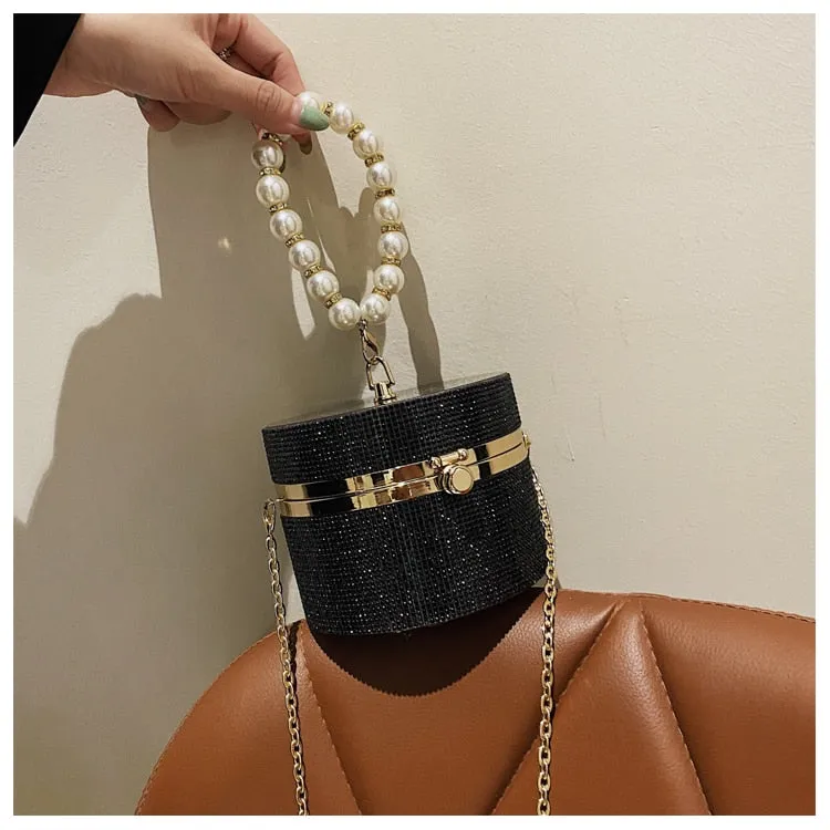 Women Diamond Acrylic Round Clutch Small Shoulder Crossbody Bag