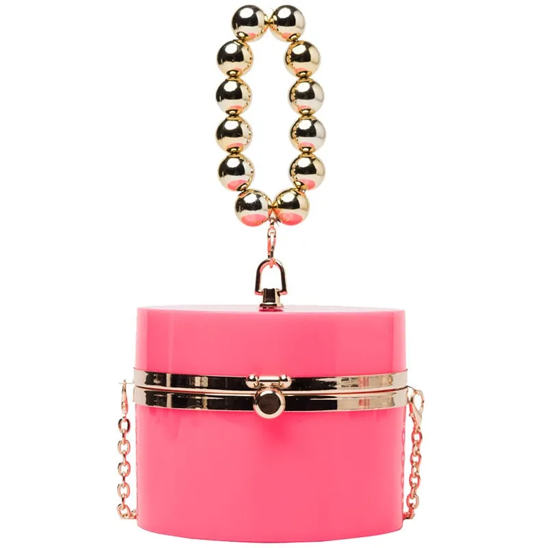 Women Diamond Acrylic Round Clutch Small Shoulder Crossbody Bag