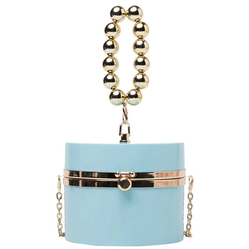 Women Diamond Acrylic Round Clutch Small Shoulder Crossbody Bag