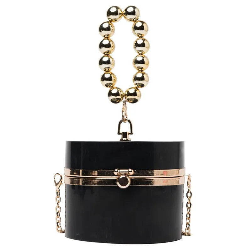 Women Diamond Acrylic Round Clutch Small Shoulder Crossbody Bag