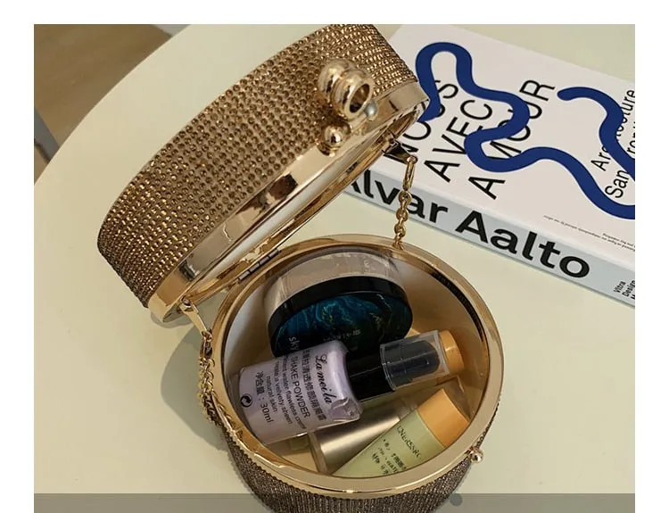 Women Diamond Acrylic Round Clutch Small Shoulder Crossbody Bag