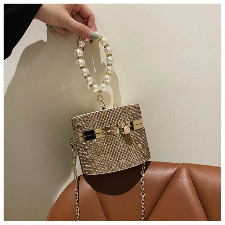 Women Diamond Acrylic Round Clutch Small Shoulder Crossbody Bag