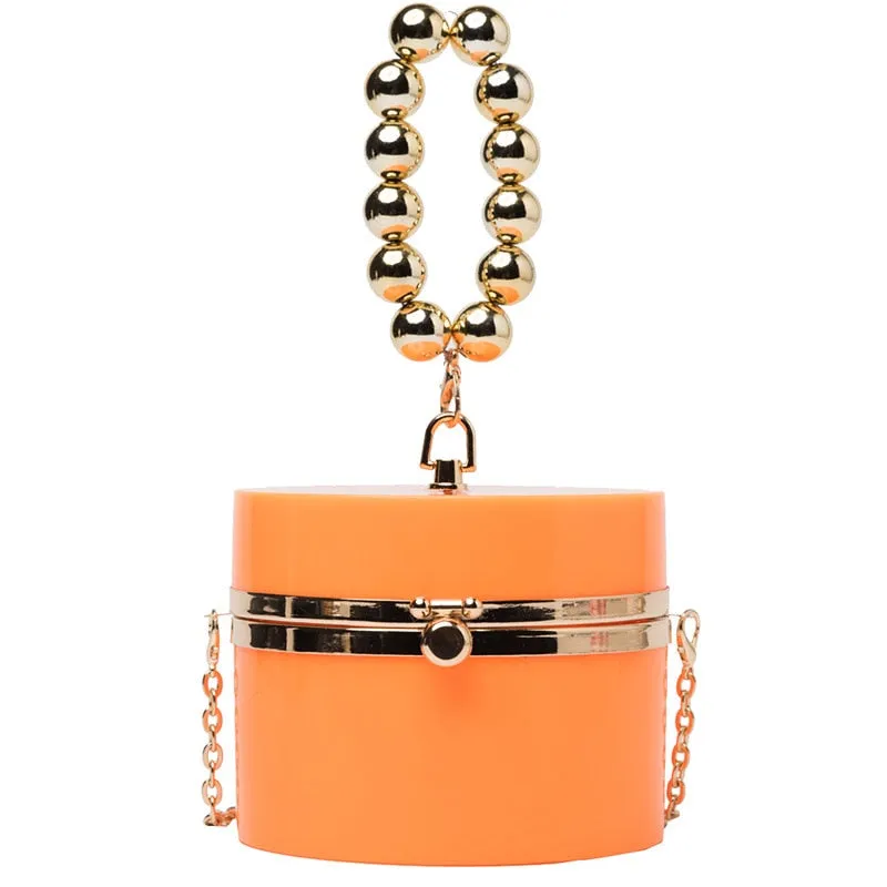 Women Diamond Acrylic Round Clutch Small Shoulder Crossbody Bag