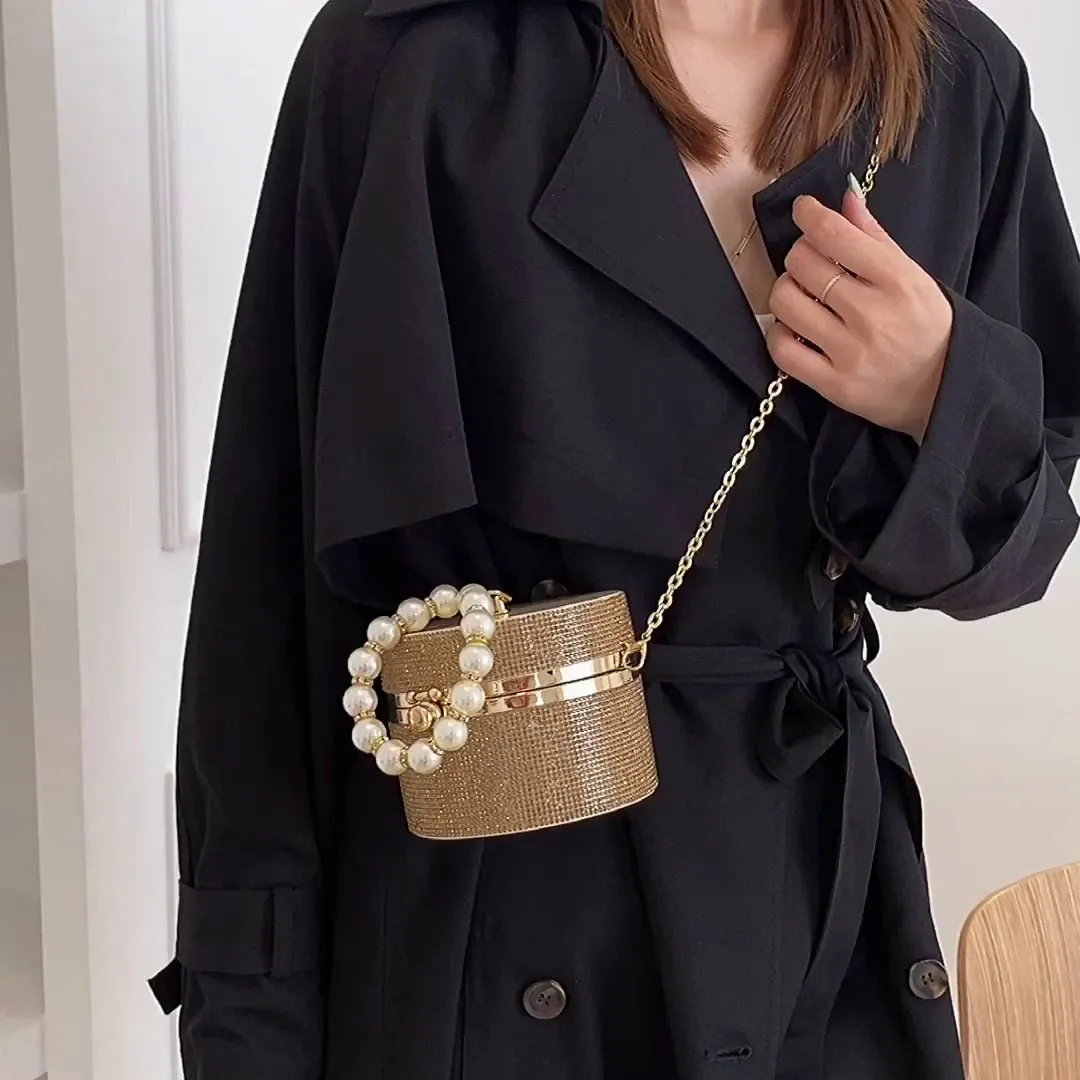 Women Diamond Acrylic Round Clutch Small Shoulder Crossbody Bag