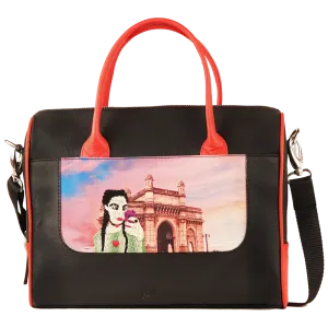 Women's Handcrafted Mumbai Print Weekender Bag (Black)
