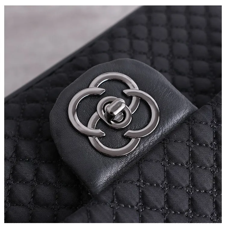 Womens Nylon Shoulder Bags Womens Black Diamond Nylon Chain Shoulder Purse Nylon Chain Purse for Ladies
