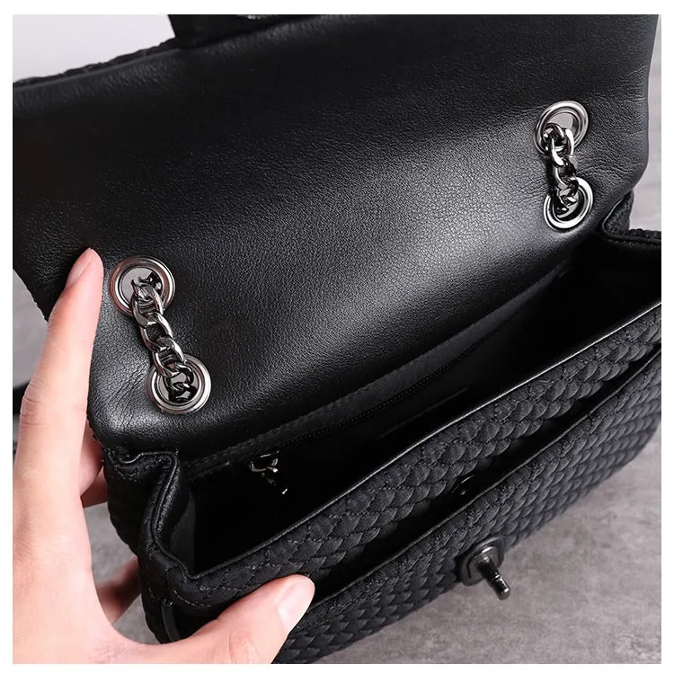 Womens Nylon Shoulder Bags Womens Black Diamond Nylon Chain Shoulder Purse Nylon Chain Purse for Ladies