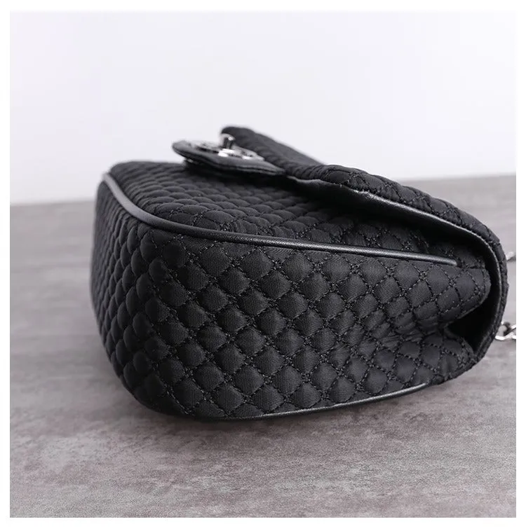 Womens Nylon Shoulder Bags Womens Black Diamond Nylon Chain Shoulder Purse Nylon Chain Purse for Ladies