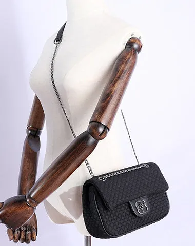 Womens Nylon Shoulder Bags Womens Black Diamond Nylon Chain Shoulder Purse Nylon Chain Purse for Ladies
