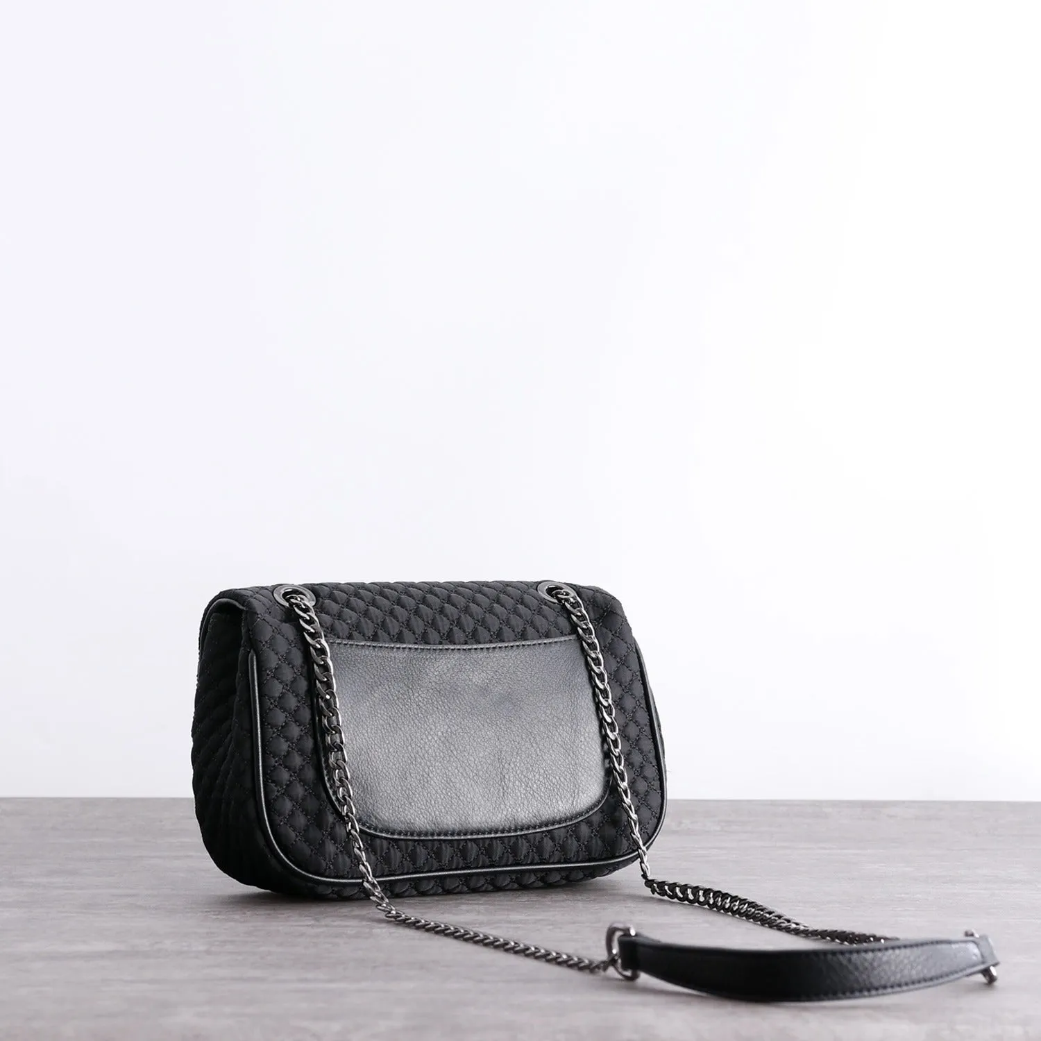 Womens Nylon Shoulder Bags Womens Black Diamond Nylon Chain Shoulder Purse Nylon Chain Purse for Ladies