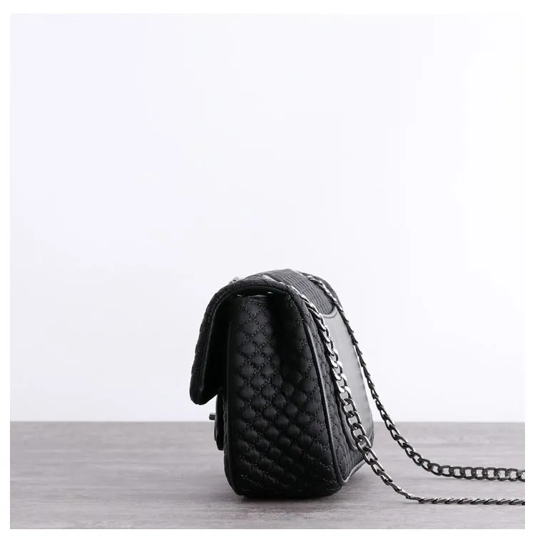 Womens Nylon Shoulder Bags Womens Black Diamond Nylon Chain Shoulder Purse Nylon Chain Purse for Ladies