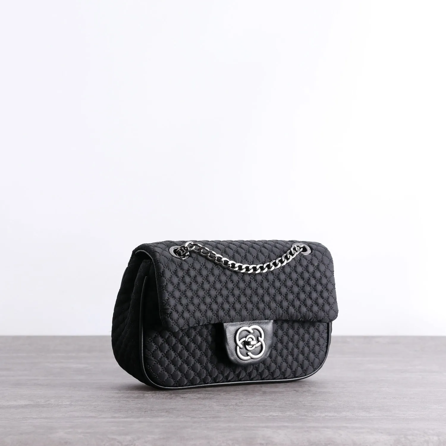Womens Nylon Shoulder Bags Womens Black Diamond Nylon Chain Shoulder Purse Nylon Chain Purse for Ladies